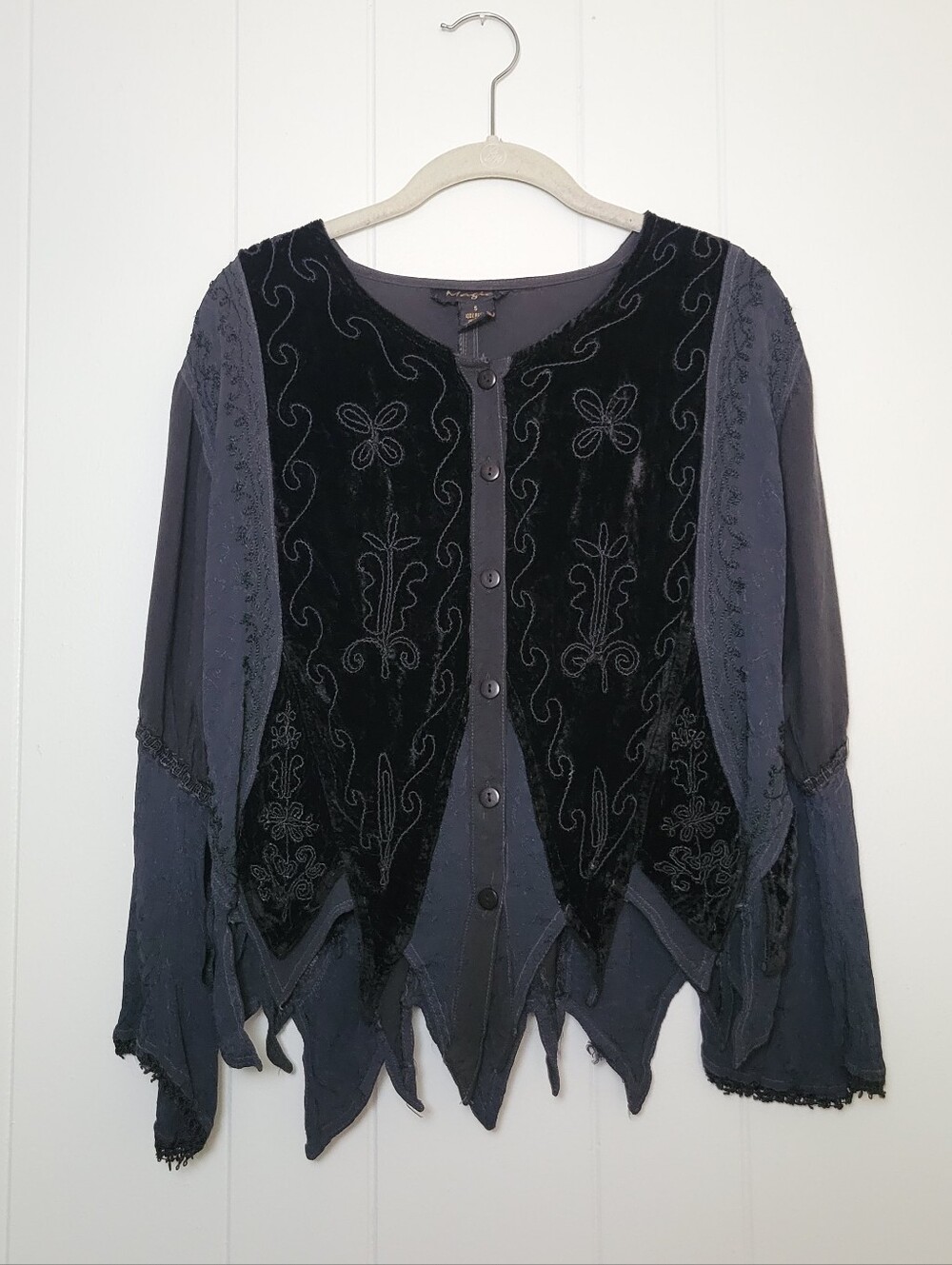 Magic Rayon & Velour Blouse Ren Fair Cosplay Witchy Goth 90s Vamp Hippie Top SM